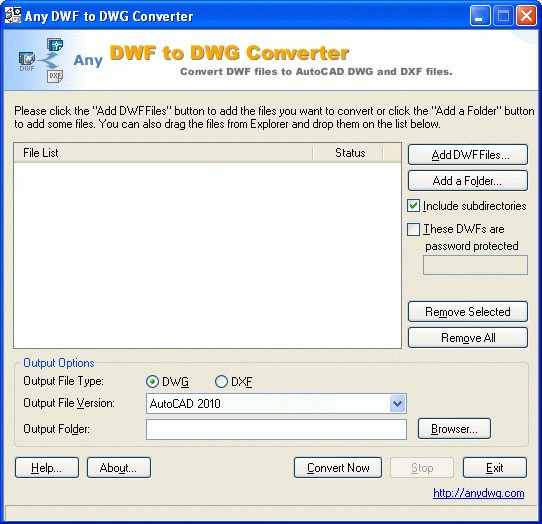 Any DWF to DWG Converter Screenshot